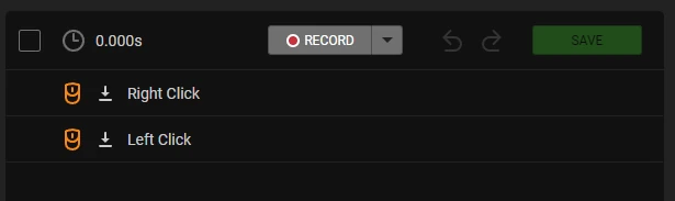 The Razer Synapse recording: one button emitting Right Click + Left Click.